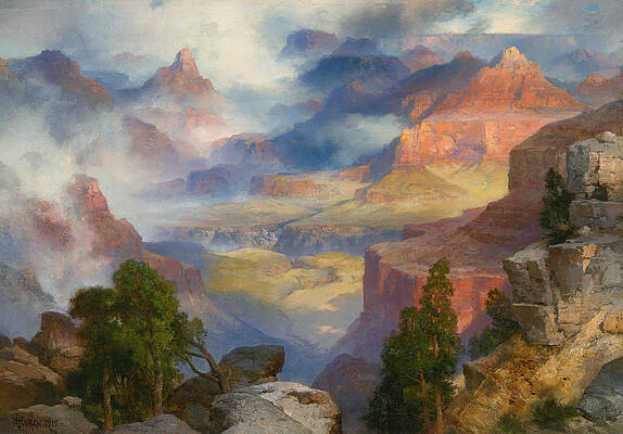 Grand Canyon in Mist Print by Thomas Moran