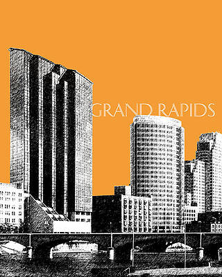 Grand Rapids Skyline - Orange by DB Artist Grand Rapids Skyline - Orange by DB Artist