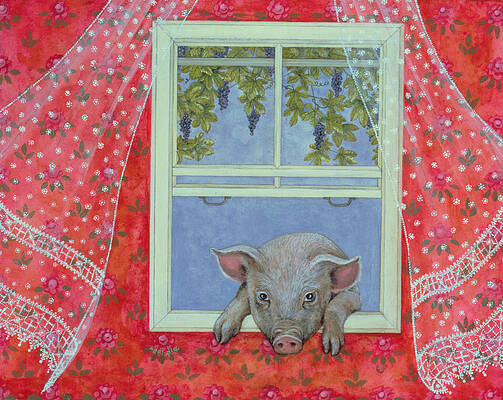Wall Art - Painting - Grapes at the Window by Ditz
