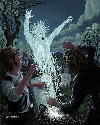 Wall Art - Painting - Graveyard Digger Ghost Rising From Grave by Martin Davey
