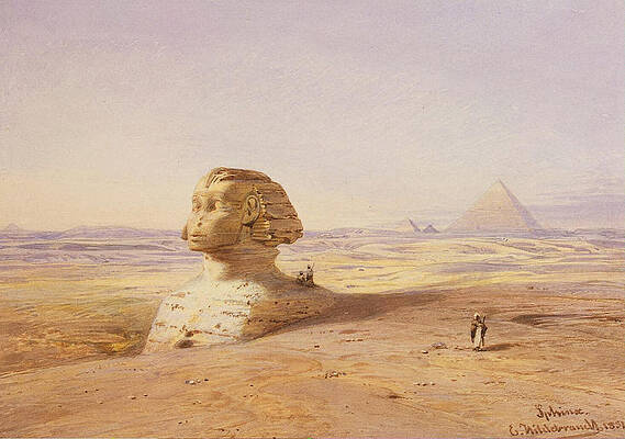 Great Sphinx of Giza with Pyramids in the Background Print by Eduard Hildebrandt