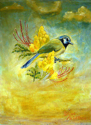 Greenjay In Clouds by Steve McArthur after Nelson