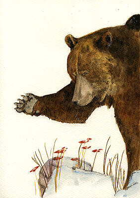 Wall Art - Painting - Grizzly bear first part by Juan  Bosco