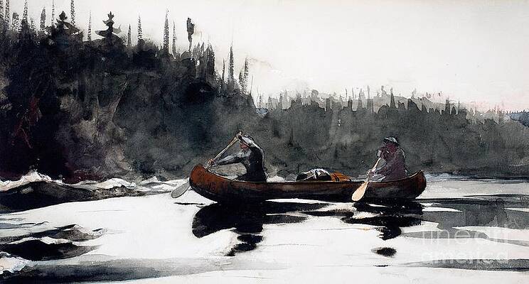 Wall Art - Painting - Guides Shooting Rapids by Winslow Homer