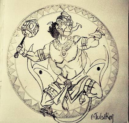 Sketch Of Bajrangbali Hanuman Size A4 Size Paper - GranNino-sonthuy.vn