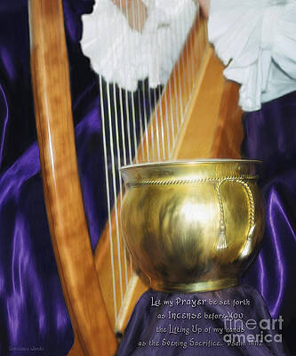 Wall Art - Photograph - Harp Bowl And Scripture by Constance Woods