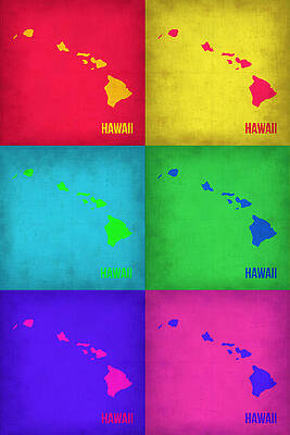 Wall Art - Painting - Hawaii Pop Art Map 1 by Naxart Studio