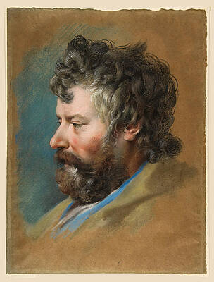 Head of a Bearded Man in Profile to Left Print by Francois Lemoyne