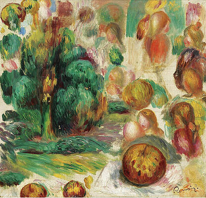 Heads Trees and Fruits Print by Pierre-Auguste Renoir