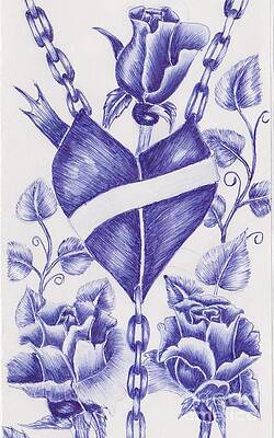 Wall Art - Drawing - Heart and Rose by Chris Bookhart