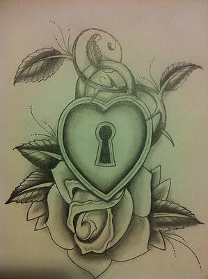 Wall Art - Drawing - Heart And Rose by Gabriel Reyes