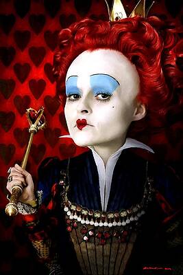 Wall Art - Digital Art - Helena Bonham Carter as The Red Queen in the film Alice In Wonderland by Gabriel T Toro