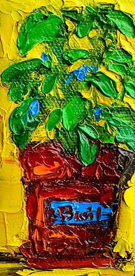Wall Art - Painting - Herbal Plant Basil by Patricia Awapara