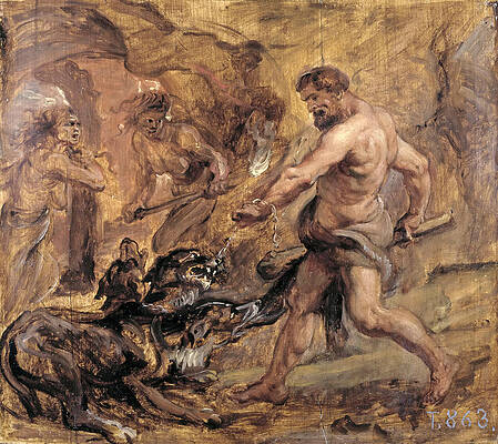 Hercules And Cerberus Print by Peter Paul Rubens