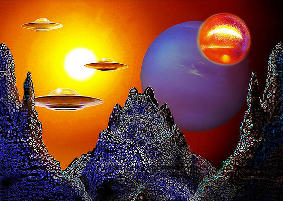 Wall Art - Painting - High Noon at a Distant Planet by Hartmut Jager