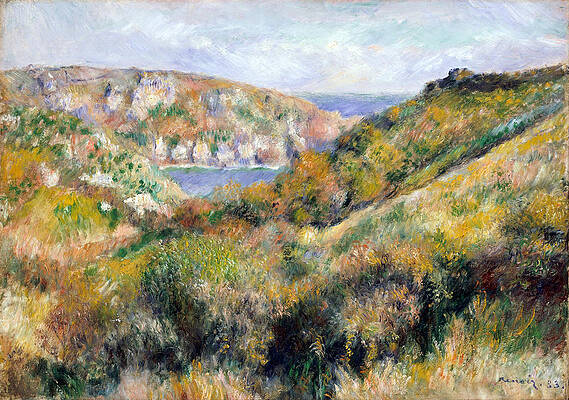 Hills around the Bay of Moulin Huet Guernsey Print by Pierre-Auguste Renoir