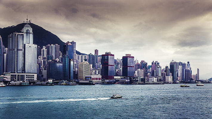 Hong Kong Island In The Cloudy Day Print by Natapong Supalertsophon