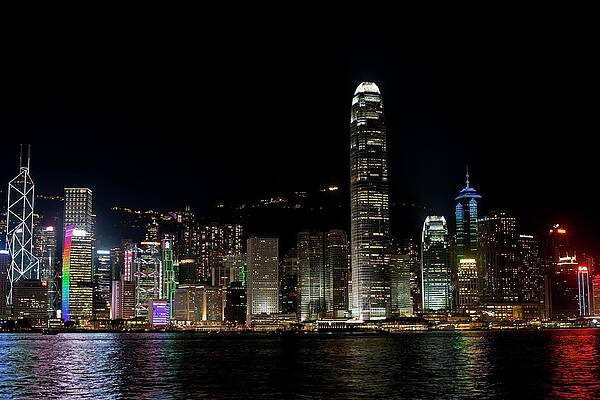 Wall Art - Photograph - Hong Kong Skyline At Night. by Science Photo Library