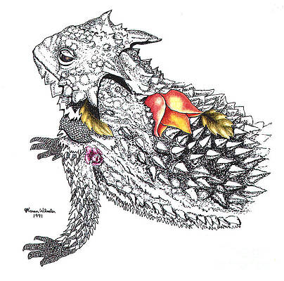 Wall Art - Painting - Horned Toad by Karen Wheeler