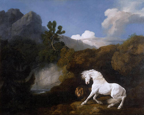 Horse Frightened by a Lion Print by George Stubbs