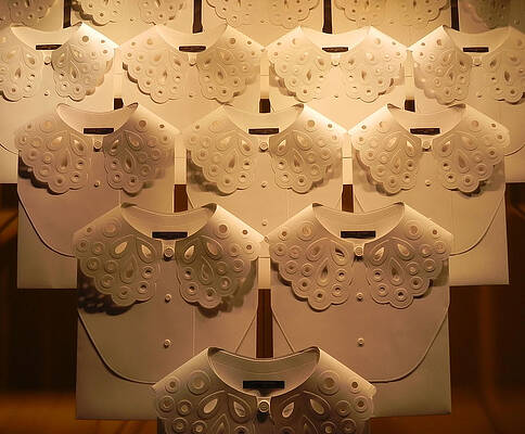Paper blouses window display by Cheryl Hoyle Paper blouses window display by Cheryl Hoyle