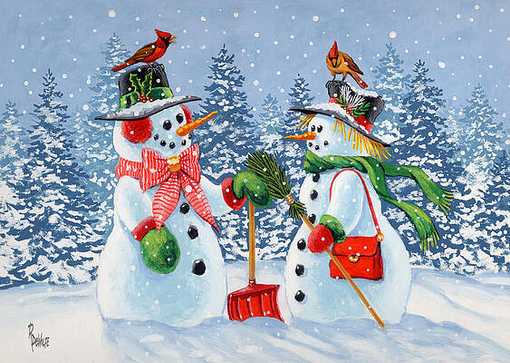 Whimsical Snowman Paintings | Fine Art America