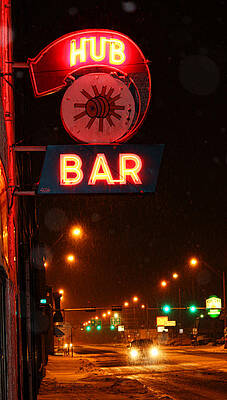 Hub Bar Snowy Night by Sylvia Thornton Hub Bar Snowy Night by Sylvia Thornton
