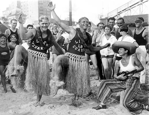 Wall Art - Photograph - Hula Dancing Lifeguards In Long Beach by -
