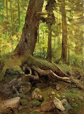 Hunter in the White Mountains Near Glen House detail Print by Albert Bierstadt