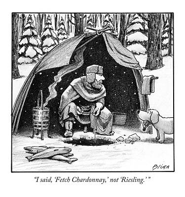 Wall Art - Drawing - I Said, 'fetch Chardonnay,' Not 'riesling.' by Harry Bliss