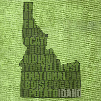 Wall Art - Mixed Media - Idaho State Word Art Map on Canvas by Design Turnpike