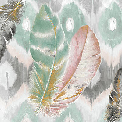 Wall Art - Digital Art - Ikat Feathers I by Patricia Pinto