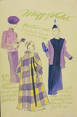Wall Art - Digital Art - Illustration Of Three Models Wearing Violet by R.S. Grafstrom