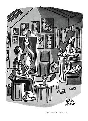 Wall Art - Drawing - In A Minute!  In A Minute! by Peter Arno