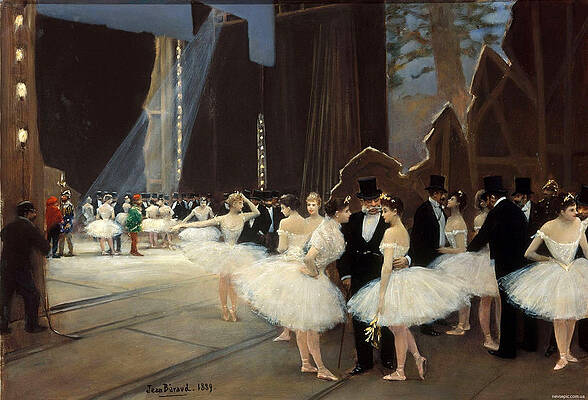 In the Wings at the Opera House Print by Jean Beraud