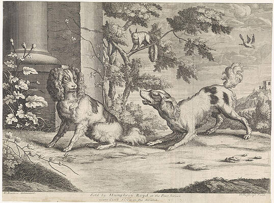 Wall Art - Drawing - Incumbent And Barking Dog In Squirrel, Hendrick Hulsbergh by Hendrick Hulsbergh And Humphrey Lloyd