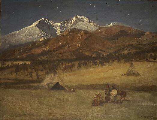 Indian Encampment - Evening Print by Albert Bierstadt
