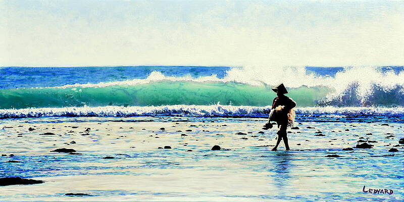 Wall Art - Painting - Indonesian Fisherman with Net by Nathan Ledyard