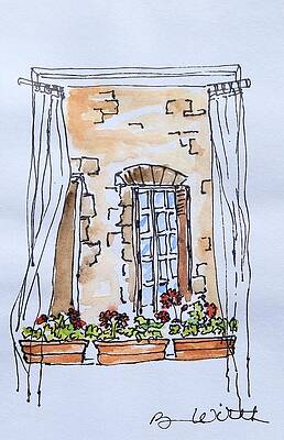 Wall Art - Painting - Inside Looking Out - French Restaurant by Barbara Wirth