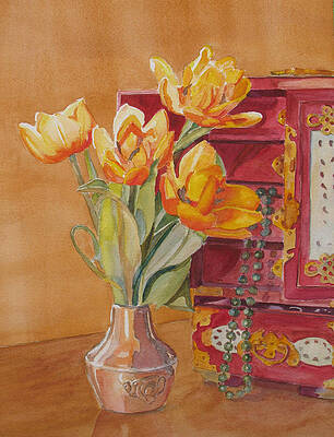 Wall Art - Painting - Jade and Tulips by Jenny Armitage
