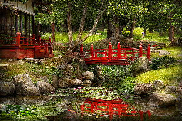 Japanese Garden Landscape Painting Wall Art Large Poster & Canvas Pictures 