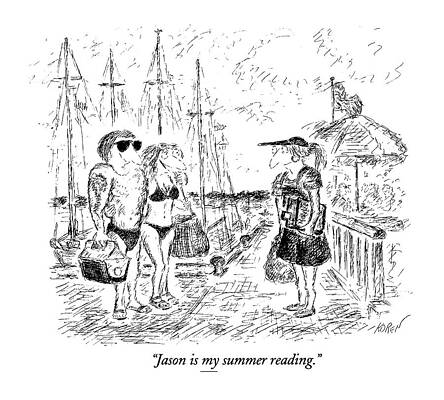 Wall Art - Drawing - Jason Is My Summer Reading by Edward Koren