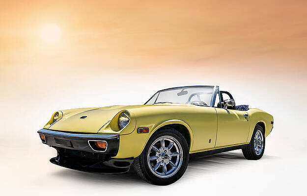 Vintage Yellow Convertible Car Print