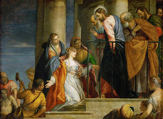 Jesus Healing the Woman with the Issue of Blood Print by Paolo Veronese