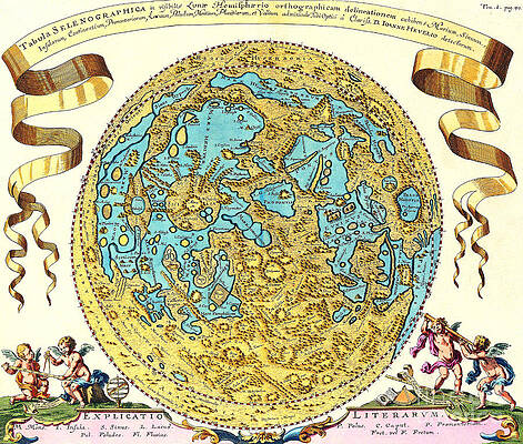 Wall Art - Photograph - Johannes Hevelius Moon Map 1647 by Science Source