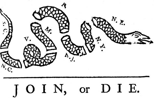 Wall Art - Drawing - Join or Die by Anonymous
