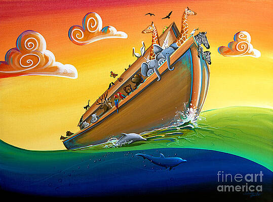 Wall Art - Painting - Noah's Ark - Journey To New Beginnings by Cindy Thornton