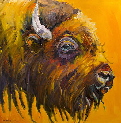 Wall Art - Painting - Just Sayin Bison by Diane Whitehead