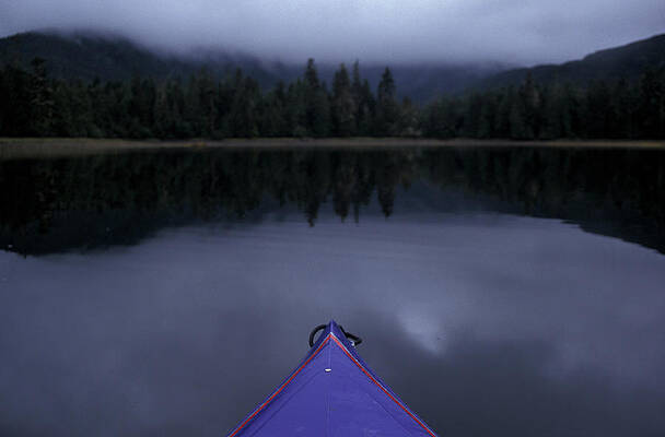 Wall Art - Photograph - Kayak Tip In Glassy Water In British by Chris Pinchbeck