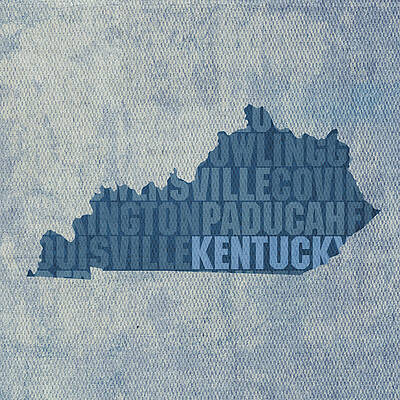 Wall Art - Mixed Media - Kentucky Word Art State Map on Canvas by Design Turnpike
